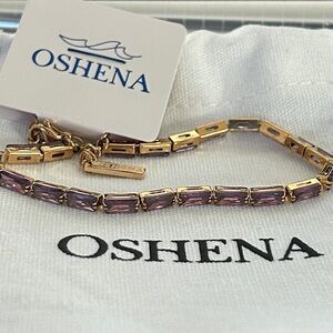 Oshena beachwear radiant faceted Purple stone and Gold Women's tennis Bracelet